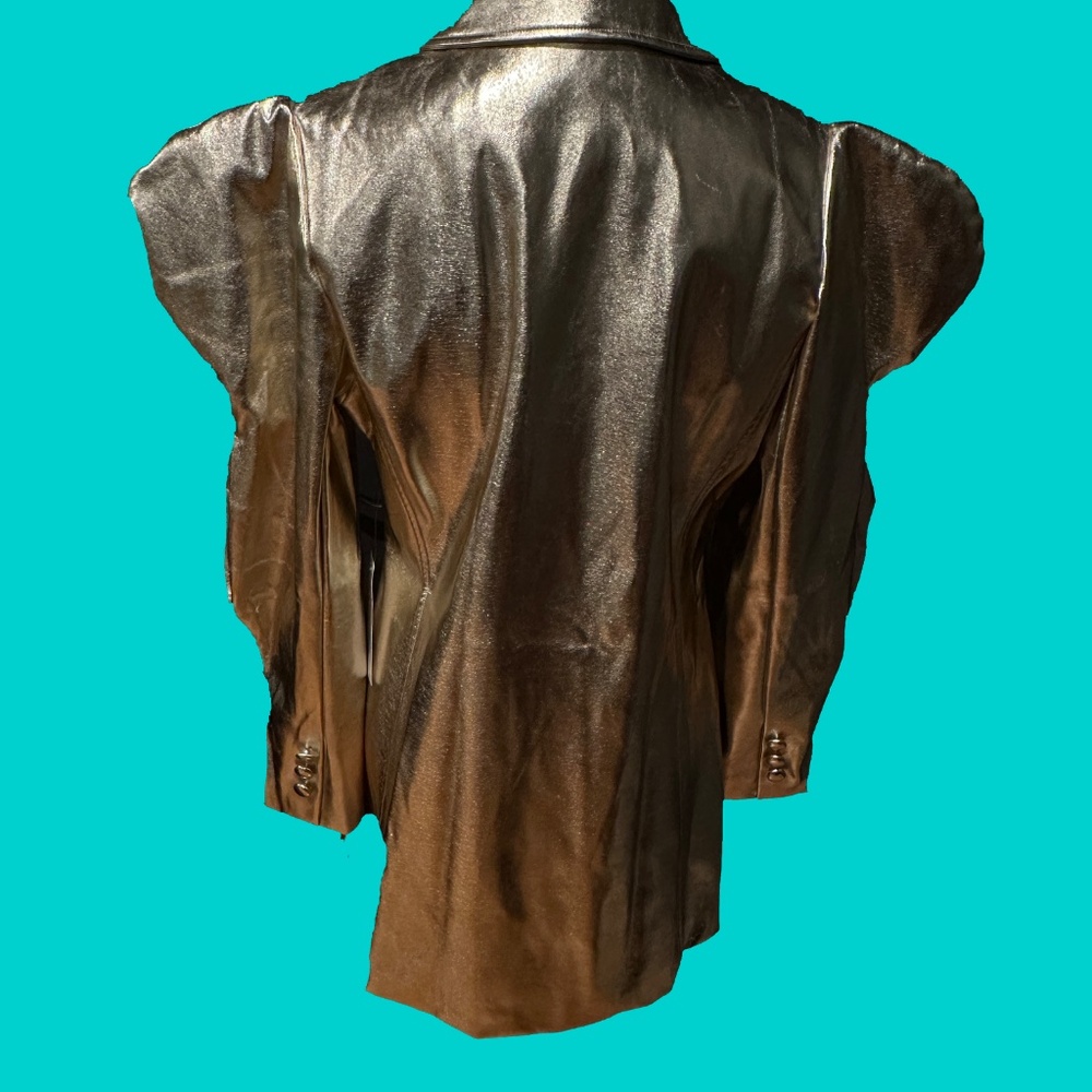 NWT Amylynn Soft Gold Metallic Coat Blazer Dress - Picture 4 of 9